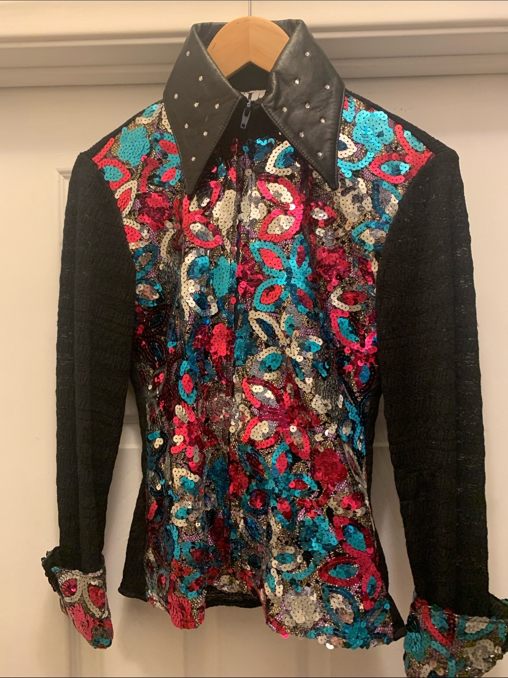 TLC Black Jacket with Multicolor Sequin Trim